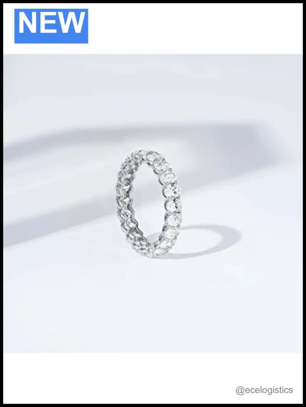 14K Gold Plated Cubic Zirconia Stackable Eternity Ring, Pave Setting,